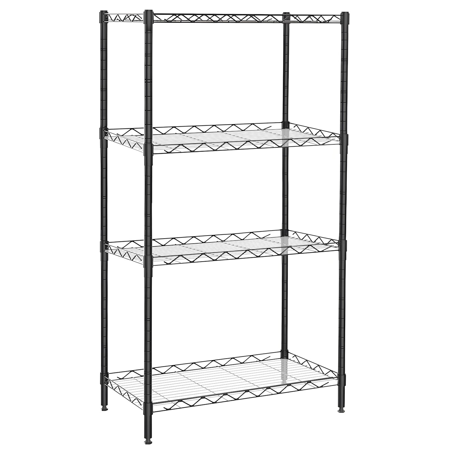 3-Shelf Adjustable Heavy Duty Steel Wire Rack Storage Shelving Organizer for Kitchen, Garage, 23.62" L x 13.77" W x 31.49" H, Black