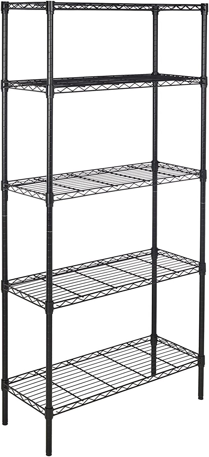 3-Shelf Adjustable Heavy Duty Steel Wire Rack Storage Shelving Organizer for Kitchen, Garage, 23.62" L x 13.77" W x 31.49" H, Black
