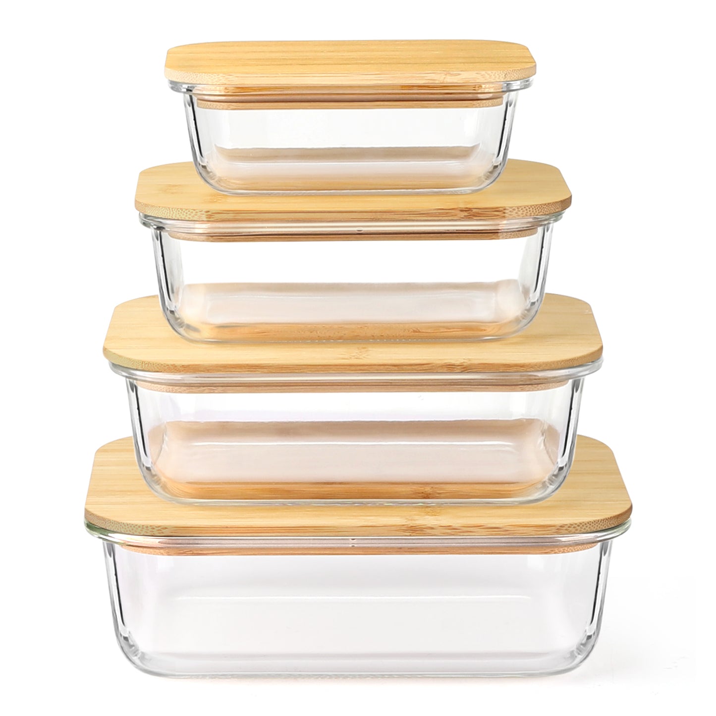 8 Pcs Glass Food Storage Containers with Bamboo Lids, Meal Prep Glass Containers Bento Lunch Box, Safe for Microwave, Oven, Freezer and Dishwasher, BPA Free
