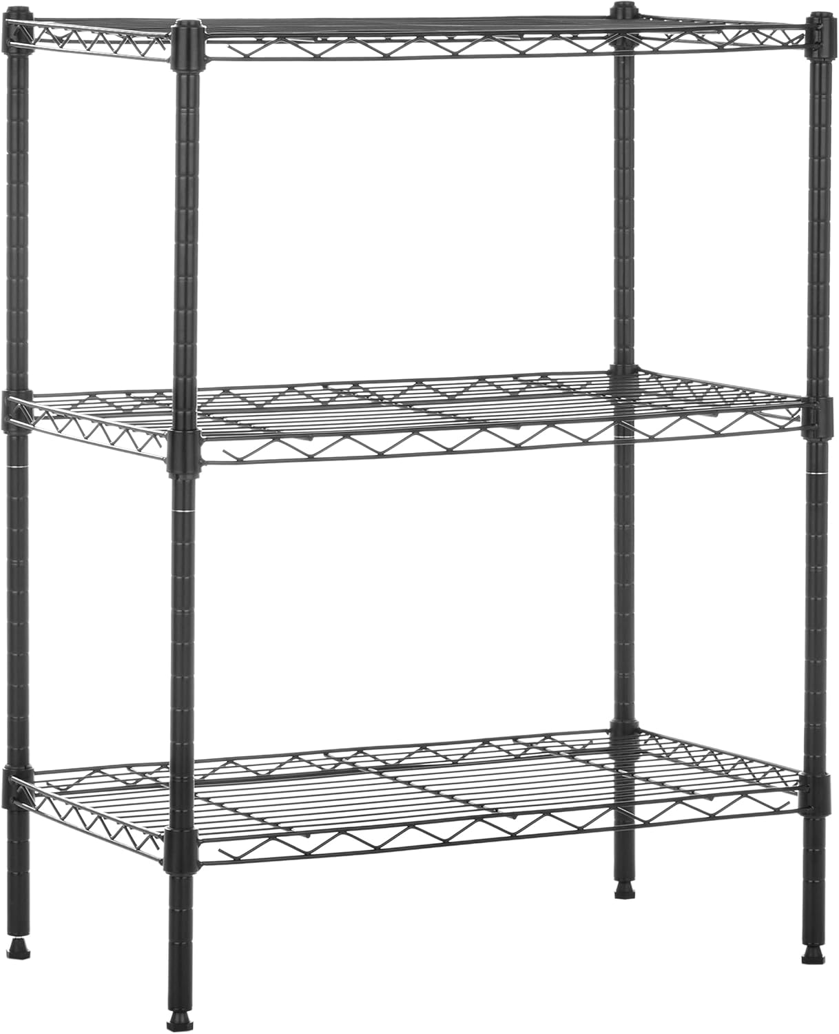 3-Shelf Adjustable Heavy Duty Steel Wire Rack Storage Shelving Organizer for Kitchen, Garage, 23.62" L x 13.77" W x 31.49" H, Black