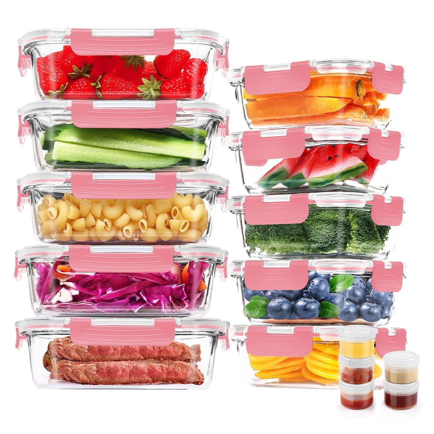 30 Pcs Glass Food Storage Containers with Lids, Glass Airtight Meal Prep Container Set for Lunch, Kitchen Pantry Organizers and Storage, Leak Proof