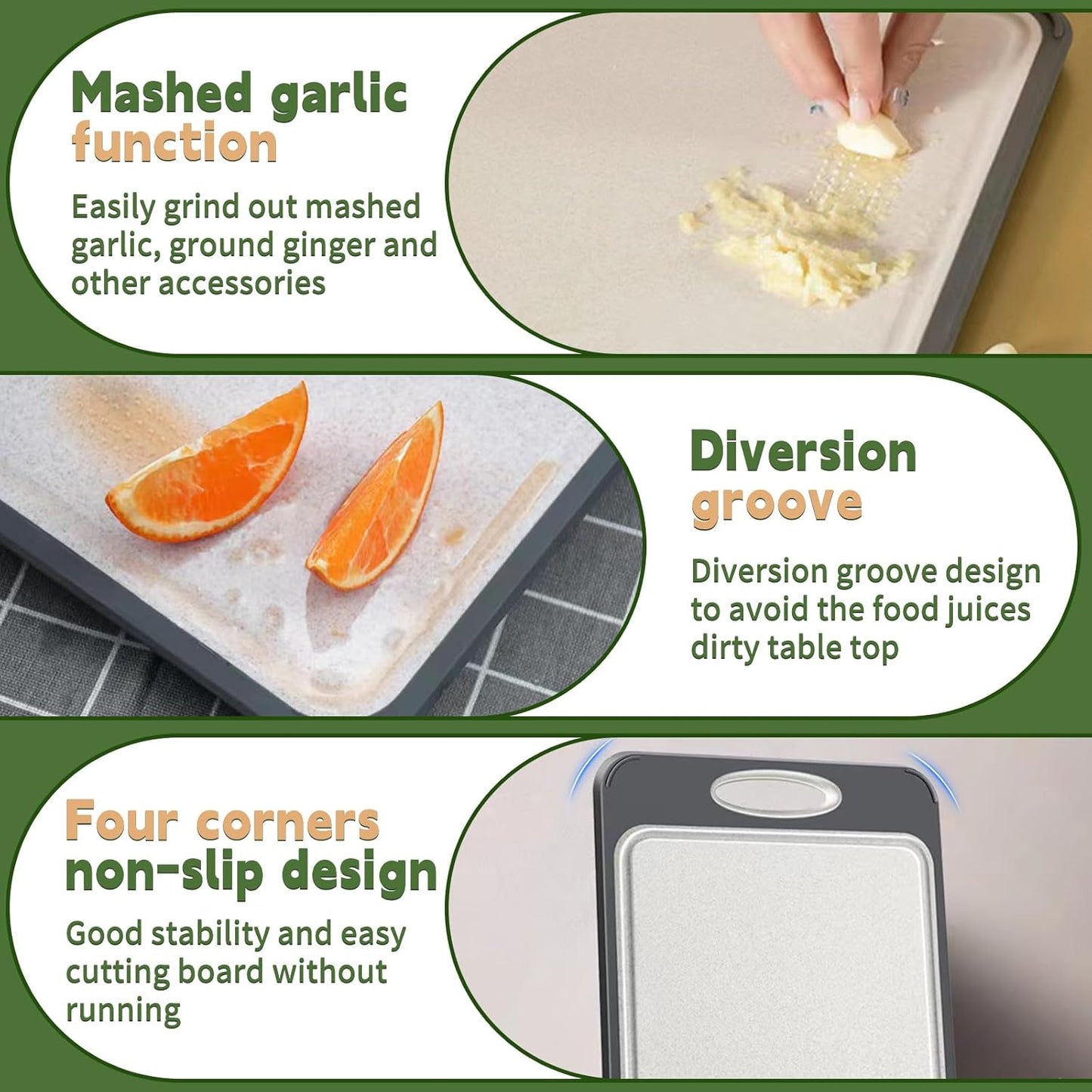 Cutting Board Double Sided, AOKIWO 304 Stainless Steel Cutting Board for Kitchen, Large Size 16'' ×11'' Non Toxic Chopping Board, Food-Grade, Stainless Steel and Wheat Straw PP