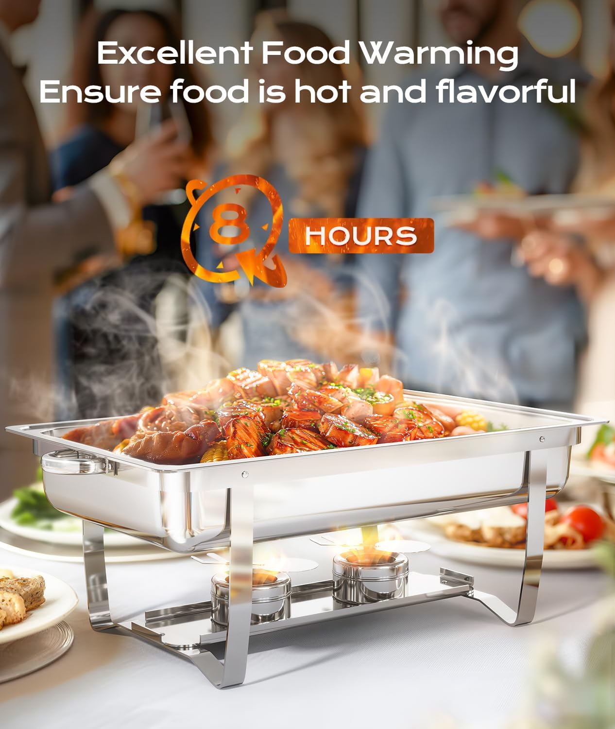 Chafing Dish Buffet Warmers Set, AOKIWO 3 Packs Full Pans 9QT Stainless Steel Chafing Dishes for Buffet, Roll Edge Mirrored Food Warmer Sets for Parties, Events, Wedding, Camping, Dinner