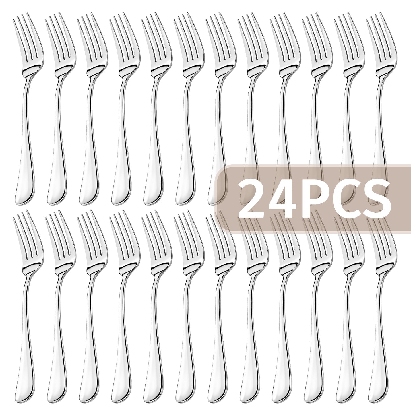 TAIMASI 24-Piece Stainless Steel Forks, 8" Mirror Polished Food Grade Silverware Table Forks, Dishwasher Safe for Home, Kitchen, Restaurant