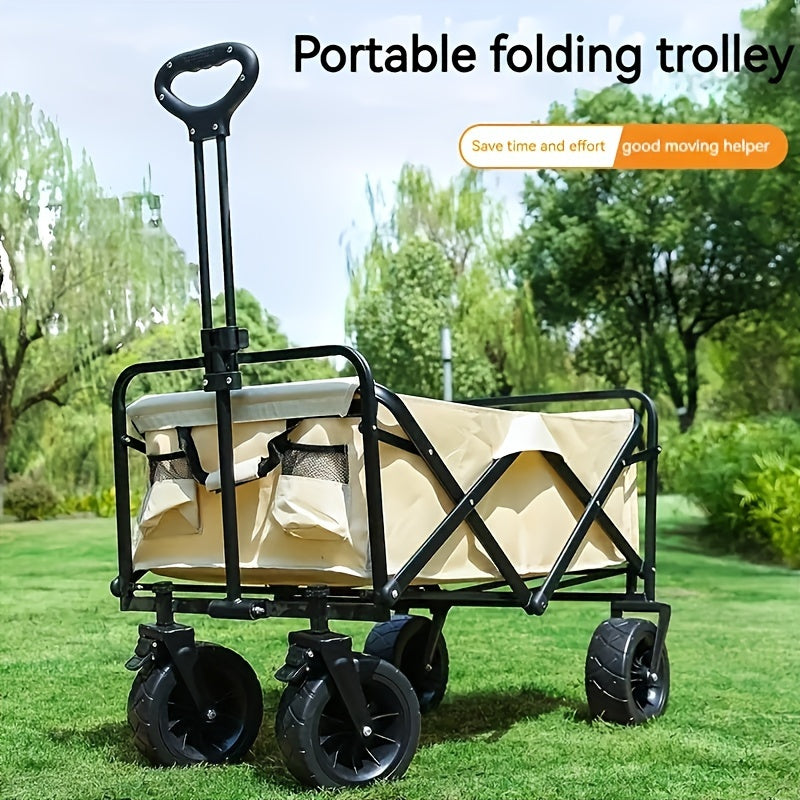 1Pack Camping Cart, Folding Portable Lightweight Wagon For Outdoor Picnic Camping, Black