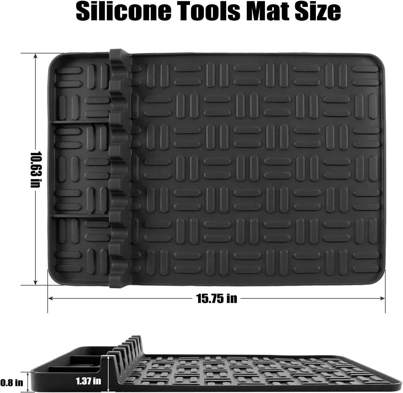 Mibote Silicone Grill Mat Compatible with Blackstone, Silicone Griddle Tools Spatula Mat with Drip Pad, (Black)