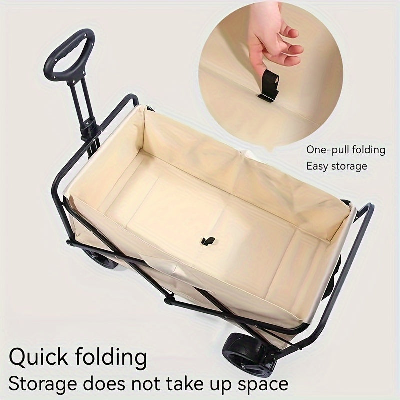 1Pack Camping Cart, Folding Portable Lightweight Wagon For Outdoor Picnic Camping, Black