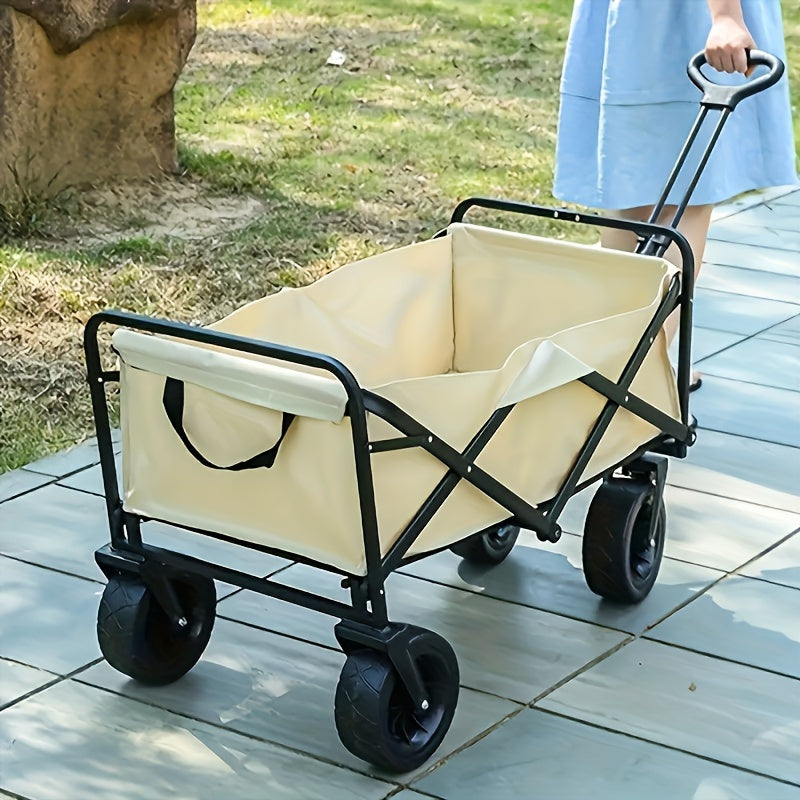 1Pack Camping Cart, Folding Portable Lightweight Wagon For Outdoor Picnic Camping, Black