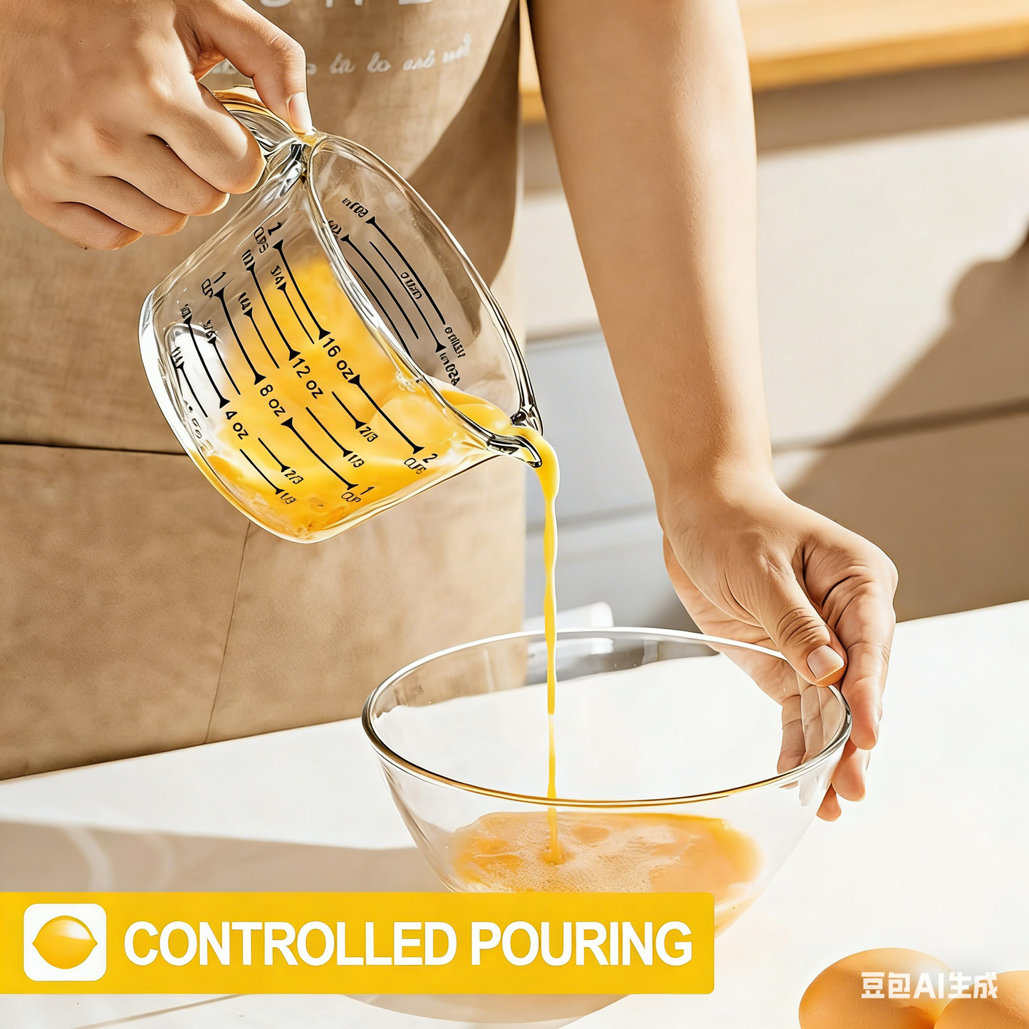 TAIMASI 9 Pcs Glass Measuring Cups Set with Lids, 4-Cup, 2-Cup, 1-Cup, 5 oz Liquid Measuring Cups & 5 Measuring Spoons | Microwave, Freezer & Dishwasher Safe,Yellow