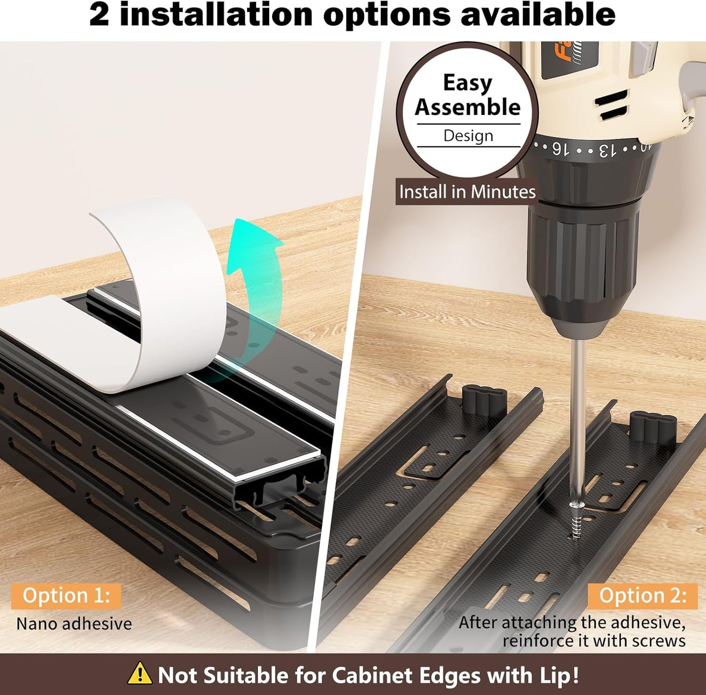 3 Packs Pull Out Spice Rack Organizer for Cabinet, AOKIWO Slide Out Spice Racks Organizer, Easy to Install Spice Cabinet Organizers, 4.33''Wx10.4''Dx8.5''H, Each Tier Hold 10 Spice Jars - 2 Tier