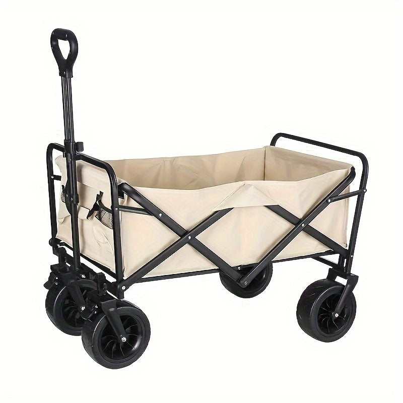 1Pack Camping Cart, Folding Portable Lightweight Wagon For Outdoor Picnic Camping, Black