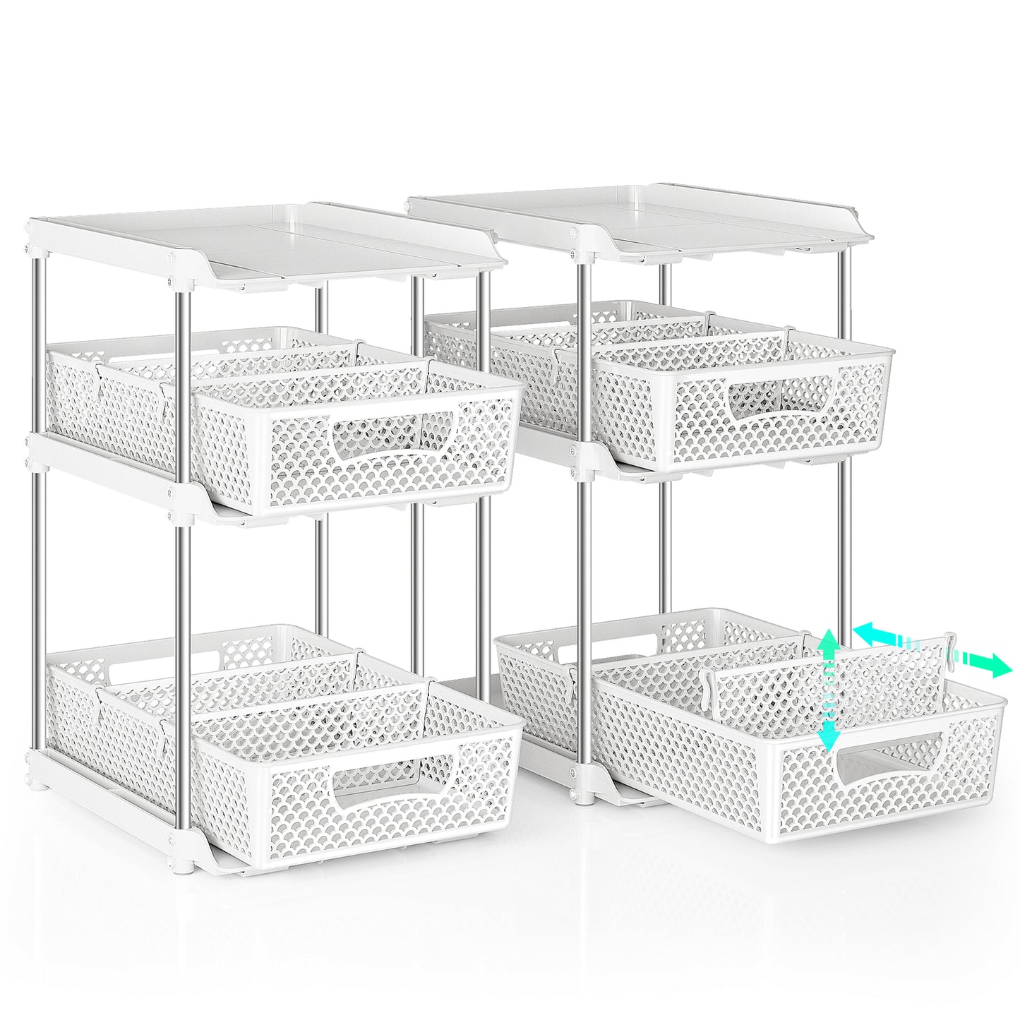 TAIMASI Pull-Out 3 Tier Bathroom Organizers and Storage, Under Sink Organizer, Kitchen Cabinet Organizer White, 1 (Count)