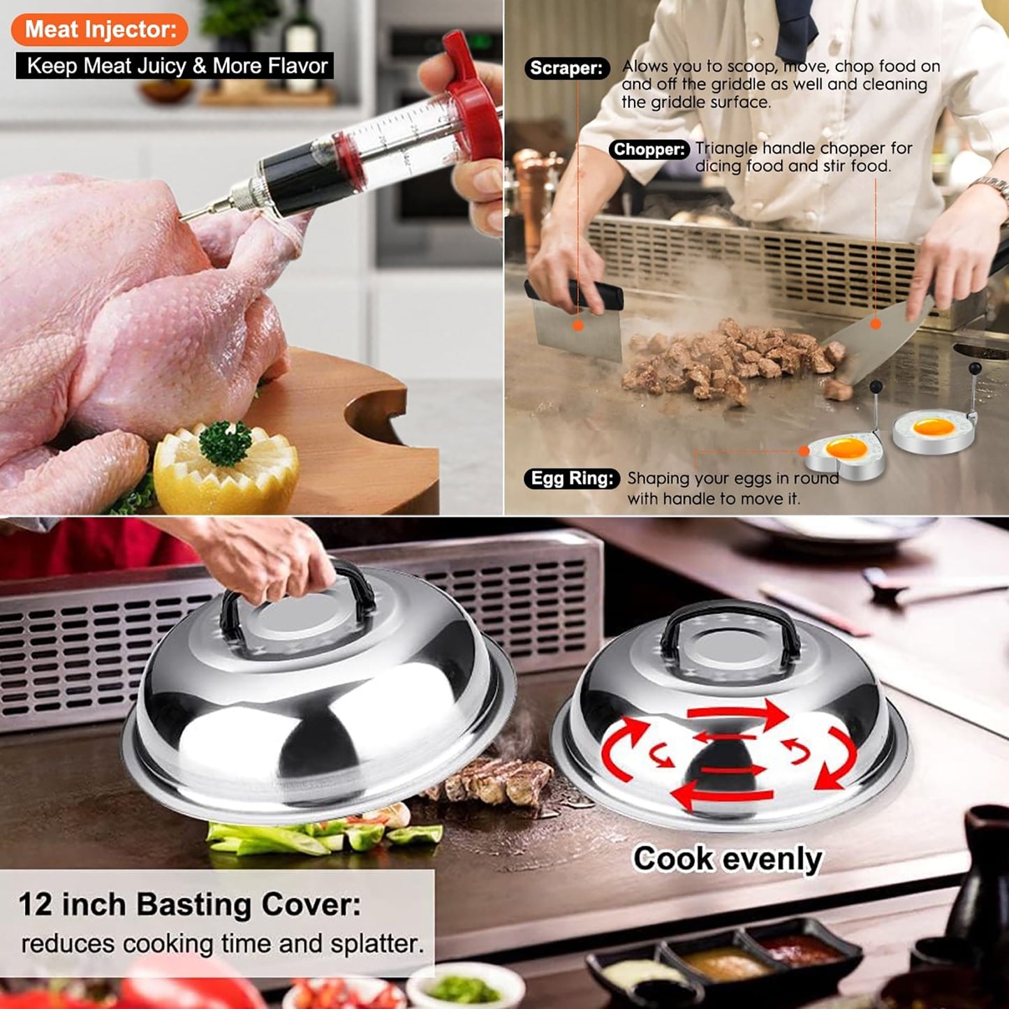 Mibote 36-Piece Griddle Accessories for Blackstone - BBQ Grill Accessories - Flat Top Grill