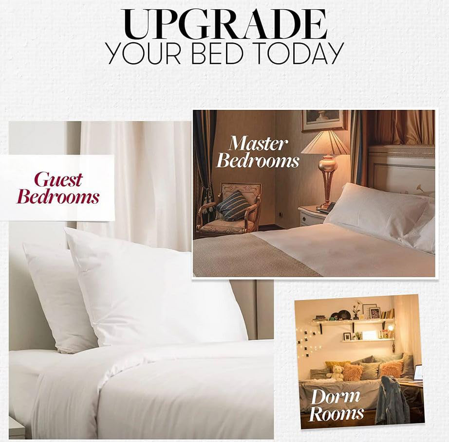 Bed Pillows Standard / Queen Size Set of 2 - Down Alternative Bedding Gel Cooling Pillow for Back, Stomach or Side Sleepers