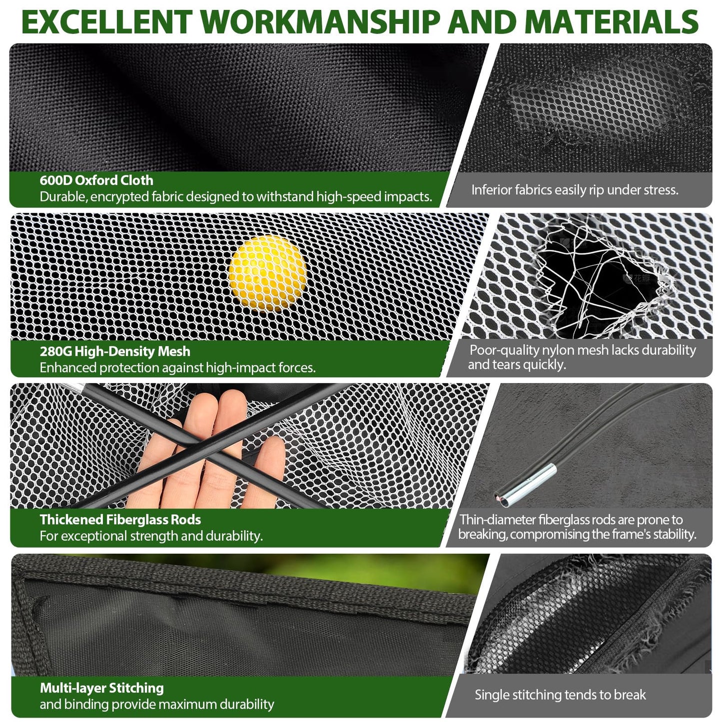Golf Net, 10x7 Ft Golf Practice Net for Backyard with Tri-Turf Mat, Ball, Tee, and Carry Bag, All-in-One Multi-Target Training Aid for Outdoor/Indoor Chipping & Driving, Golf Hitting Aid Nets Gift