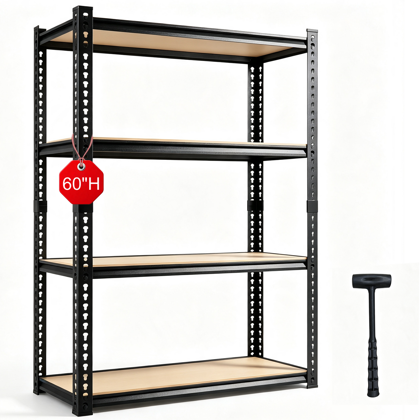1920LBS Storage Shelves 4 Tier Garage Shelving Heavy Duty Adjustable Garage Shelves, Utility Rack Shelf, Shelving Units for Storage Warehouse Pantry Closet, 35.5" W x 11.9" D x 59.1" H, Black