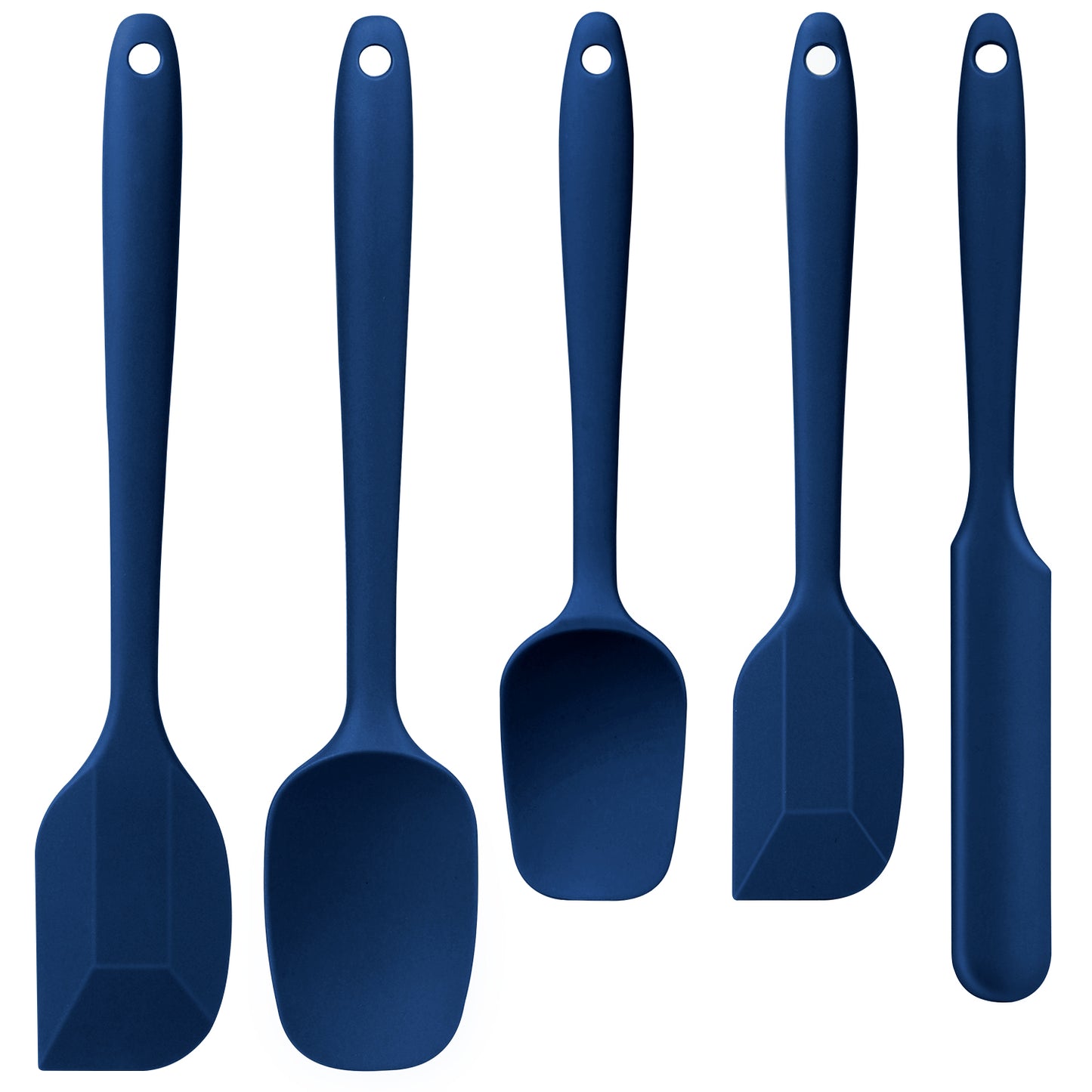 Food Grade Silicone Rubber Spatula Set, TAIMAS 5 Pcs Kithen Cooking Mixing Utensil Set, BPA-Free High Heat Resistant Non Stick Dishwasher-Deep Blue