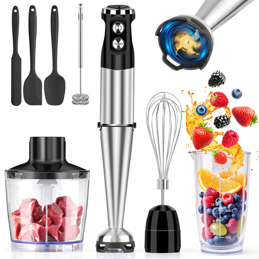 Immersion Blender Handheld Blender, AOKIWO 5 in 1 Corded Stick Hand Blenders for Kitchen with 12 Speed Control, Blender with Whisk, Frother for Smoothies, Soup, Puree
