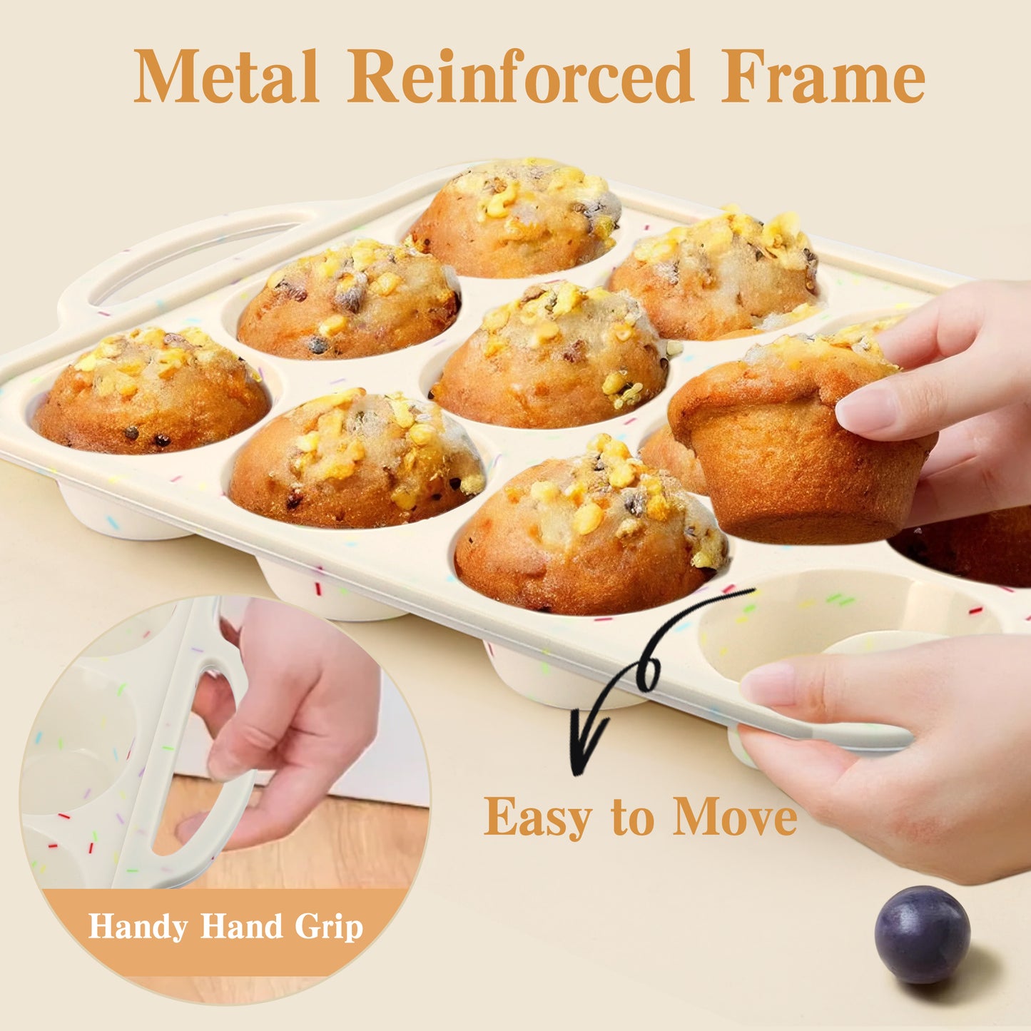 2 PCS Silicone Muffin Pans for Baking, AOKIWO Regular Size Silicone Cupcake Pan, Nonstick 12 Cups Baking Pan Molds for Homemade Muffins, Cupcakes, BPA Free Muffin Tray, Dishwasher Safe
