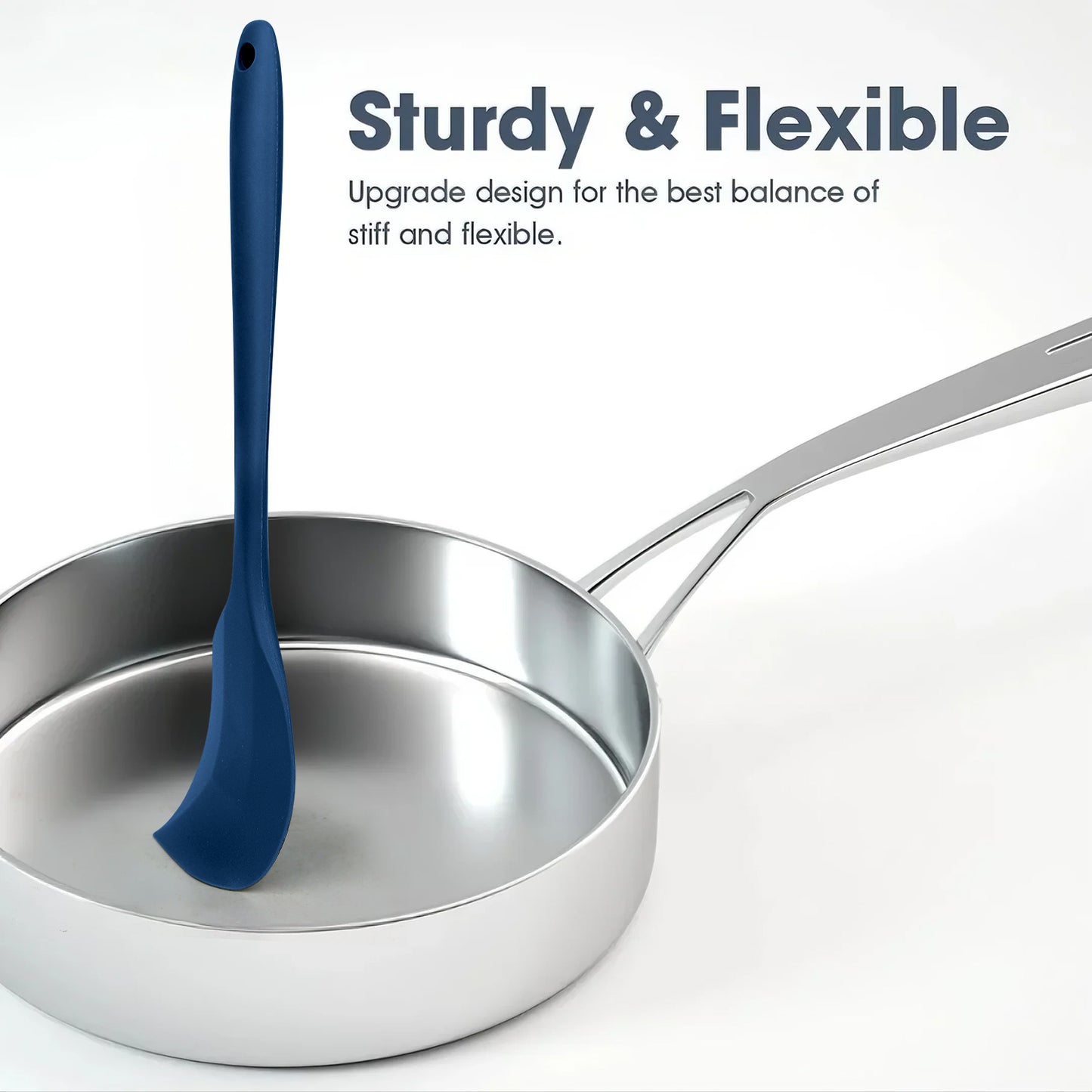 Food Grade Silicone Rubber Spatula Set, TAIMAS 5 Pcs Kithen Cooking Mixing Utensil Set, BPA-Free High Heat Resistant Non Stick Dishwasher-Deep Blue