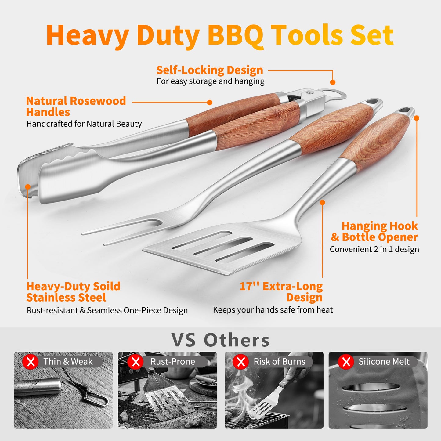 7PCS Griddle Accessories Kit,16 Inches Stainless Steel BBQ Accessories with organizer bag for Outdoor Barbecue Grilling Gifts
