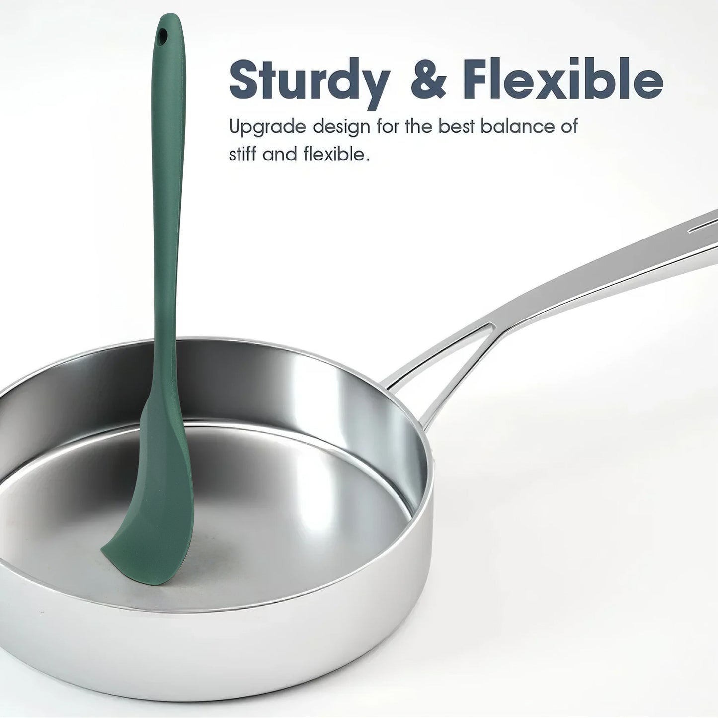 Food Grade Silicone Rubber Spatula Set, TAIMASI O 5 Pcs Kithen Cooking Mixing Utensil Set, BPA-Free High Heat Resistant Non Stick Dishwasher-Green