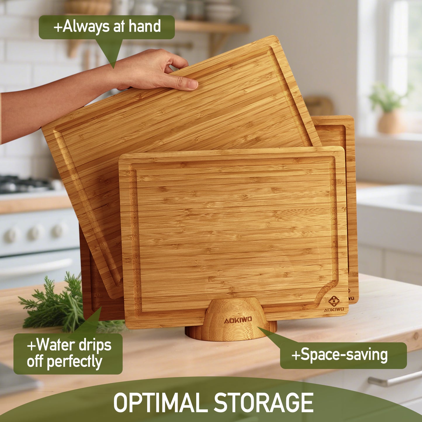 Carbonized Wooden Cutting Boards with Stand - AOKIWO 8Pcs Bamboo Cutting Board with Stand and Cheese Knives and Finger Guards, Multi-functional Kitchen Meal Prep Board Sets for Charcuterie, Meat, Vegetable