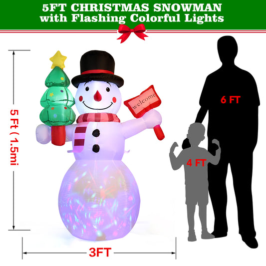 5 Ft Christmas Inflatables Outdoor Decorations, Christmas Blow up Snowman with LED Lights, Winter Outside Decor for Holiday Party Yard Patio Garden Lawn, Xmas Gifts