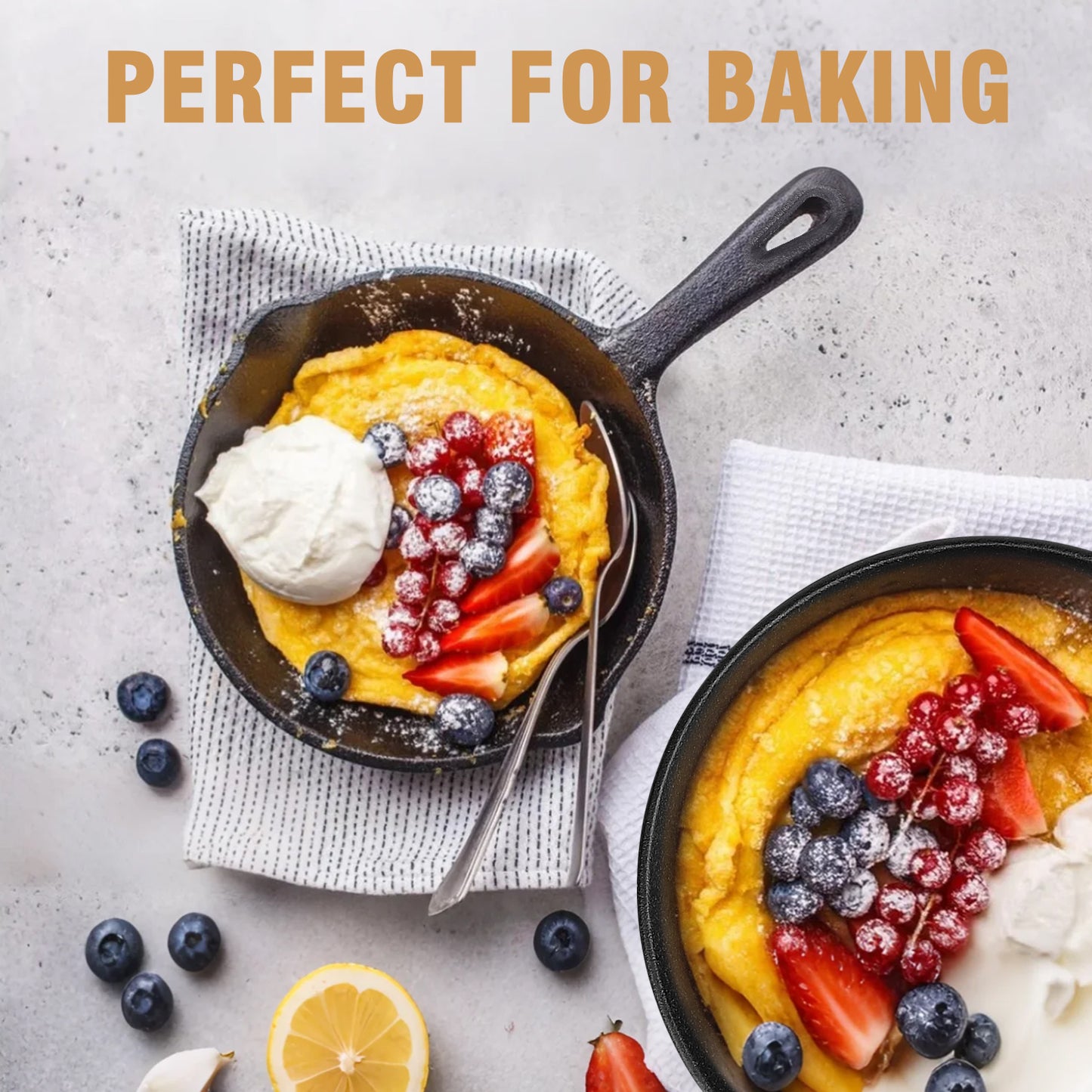 Cast Iron Skillet Set, AOKIWO 3-Piece Pre-Seasoned Pan Cookware Set, 10", 8", 6" Frying Pans with Handles, Heavy-Duty Cookware Set with Non-Stick Surface For Saute, Cooking, Pizza
