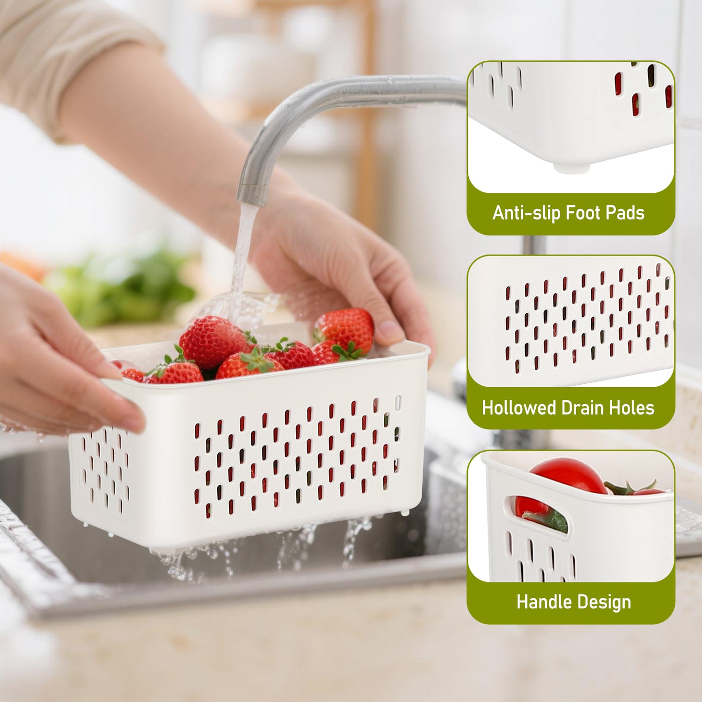 2 Pack Fruit Storage Containers for Fridge, Leakproof Fruit Containers for Fridge with Colanders, BPA-Free Produce Storage Containers with Lids Keep Fruits, Vegetables, Berry, Meat Fresh Longer