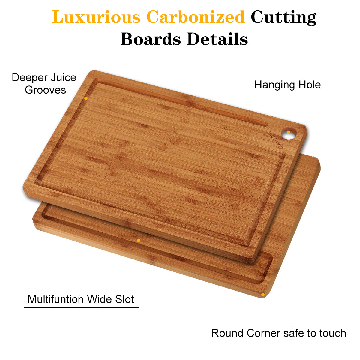 Bamboo Cutting Board, Durable Wood Cutting Boards for Kitchen with Deep Juice Grooves