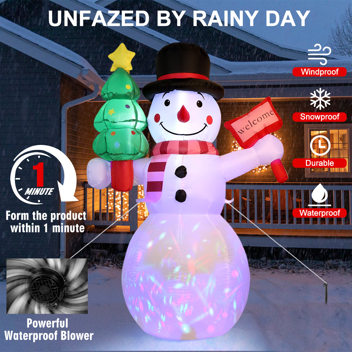 5 Ft Christmas Inflatables Outdoor Decorations, Christmas Blow up Snowman with LED Lights, Winter Outside Decor for Holiday Party Yard Patio Garden Lawn, Xmas Gifts