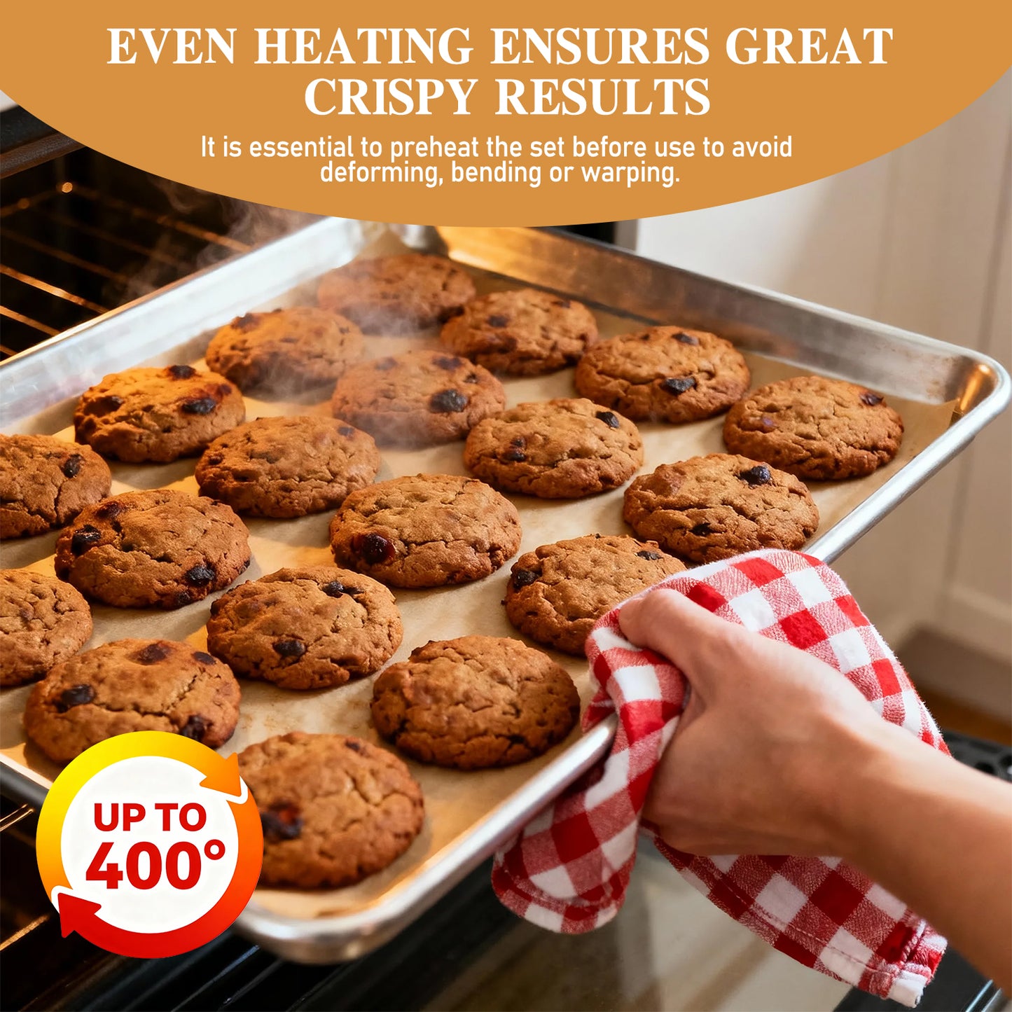 AOKIWO Baking Sheet with Rack Set (2 Pans + 2 Racks), Stainless Steel Baking Pan Cookie Sheet with Cooling Rack, Air Fryer Basket for Baking Grilling Frying