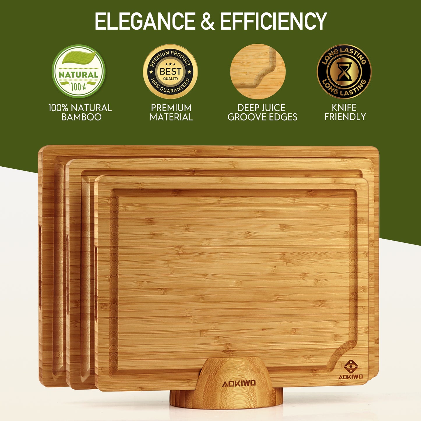 Carbonized Wooden Cutting Boards with Stand - AOKIWO 8Pcs Bamboo Cutting Board with Stand and Cheese Knives and Finger Guards, Multi-functional Kitchen Meal Prep Board Sets for Charcuterie, Meat, Vegetable
