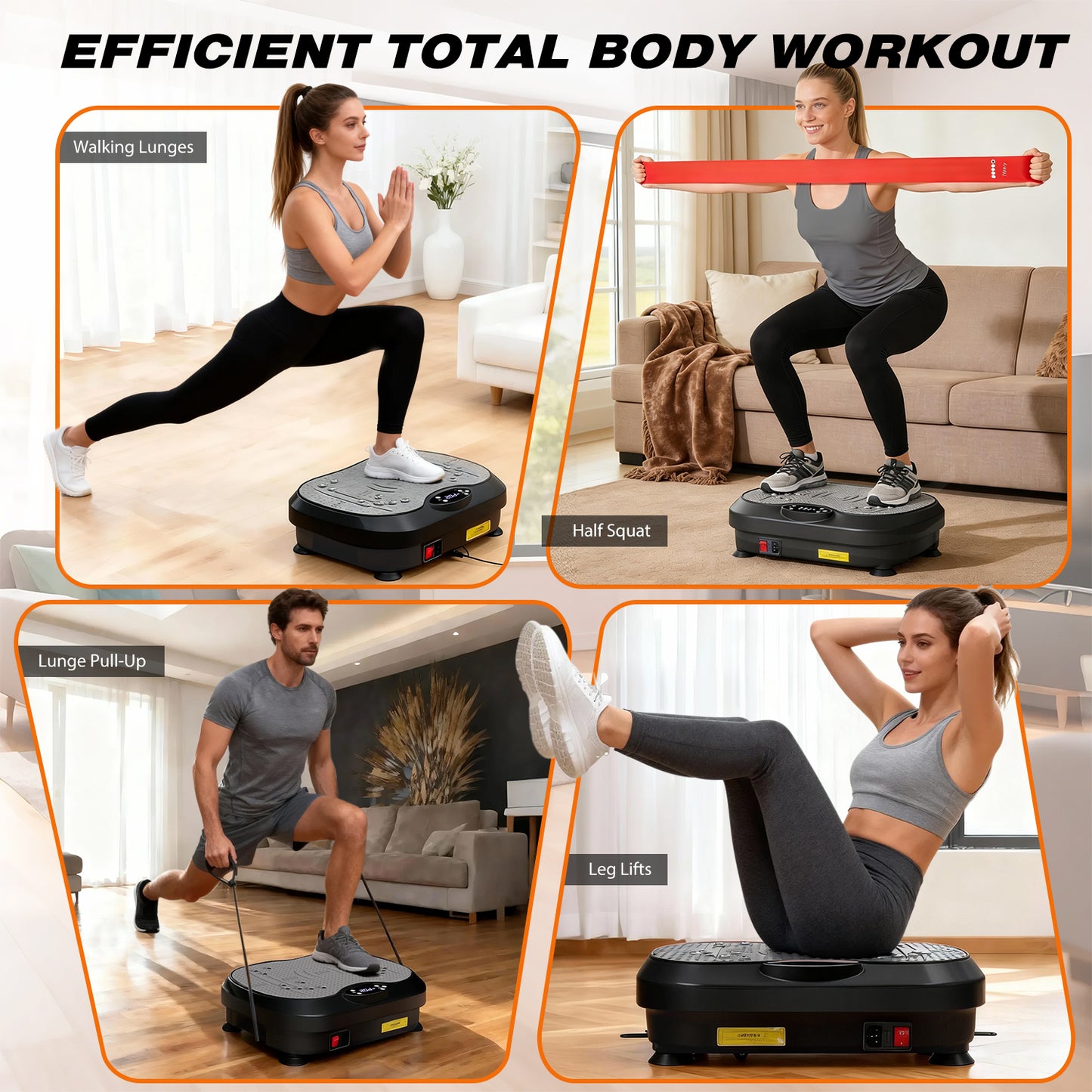 Vibration Plate Exercise Machine, DOMNIU Whole Body Vibration Plate for Weight Loss Lymphatic Drainage, Home Workout Vibrating Muscle Toner with 2 Resistance Bands, Black