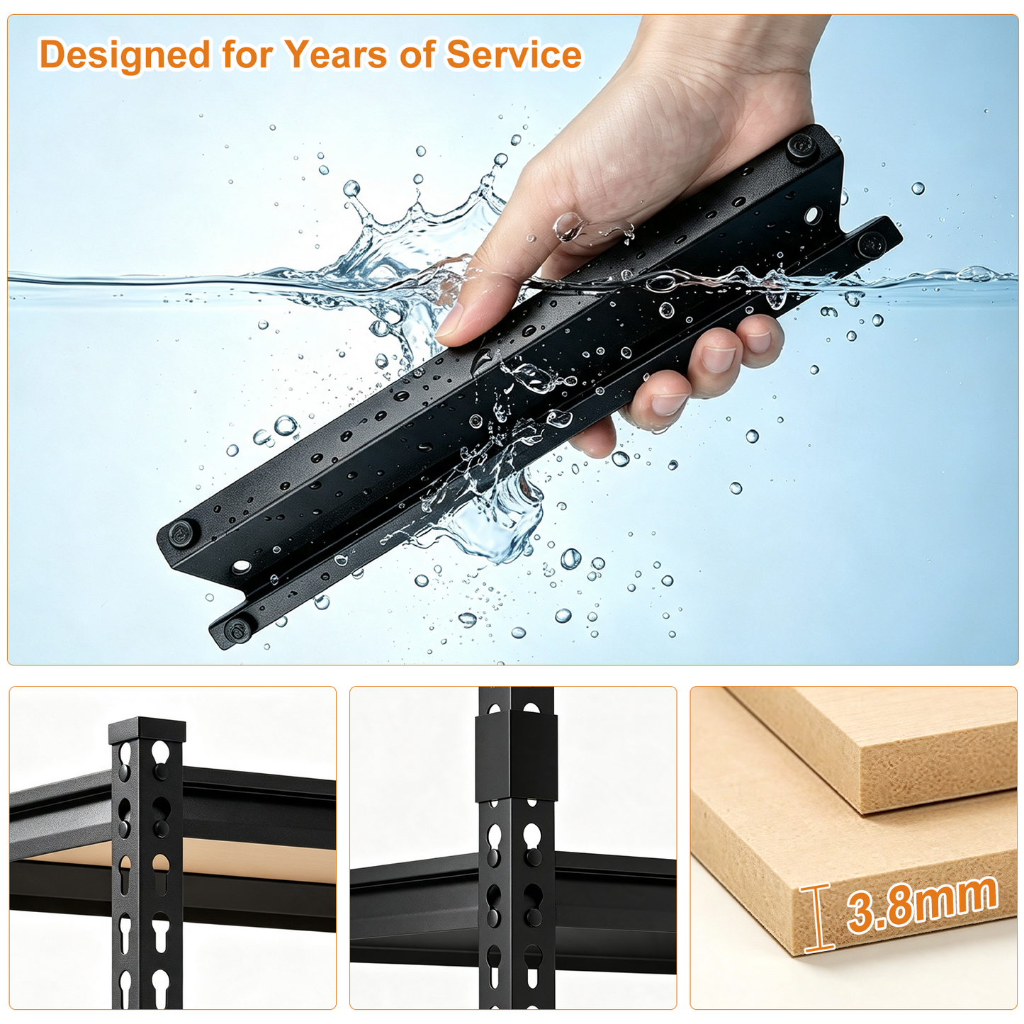 2400LBS Storage Shelves 5 Tier Garage Shelving Heavy Duty Adjustable Garage Shelves, Utility Rack Shelf, Shelving Units for Storage Warehouse Pantry Closet, 35.5" W x 11.9" D x 72" H, Black