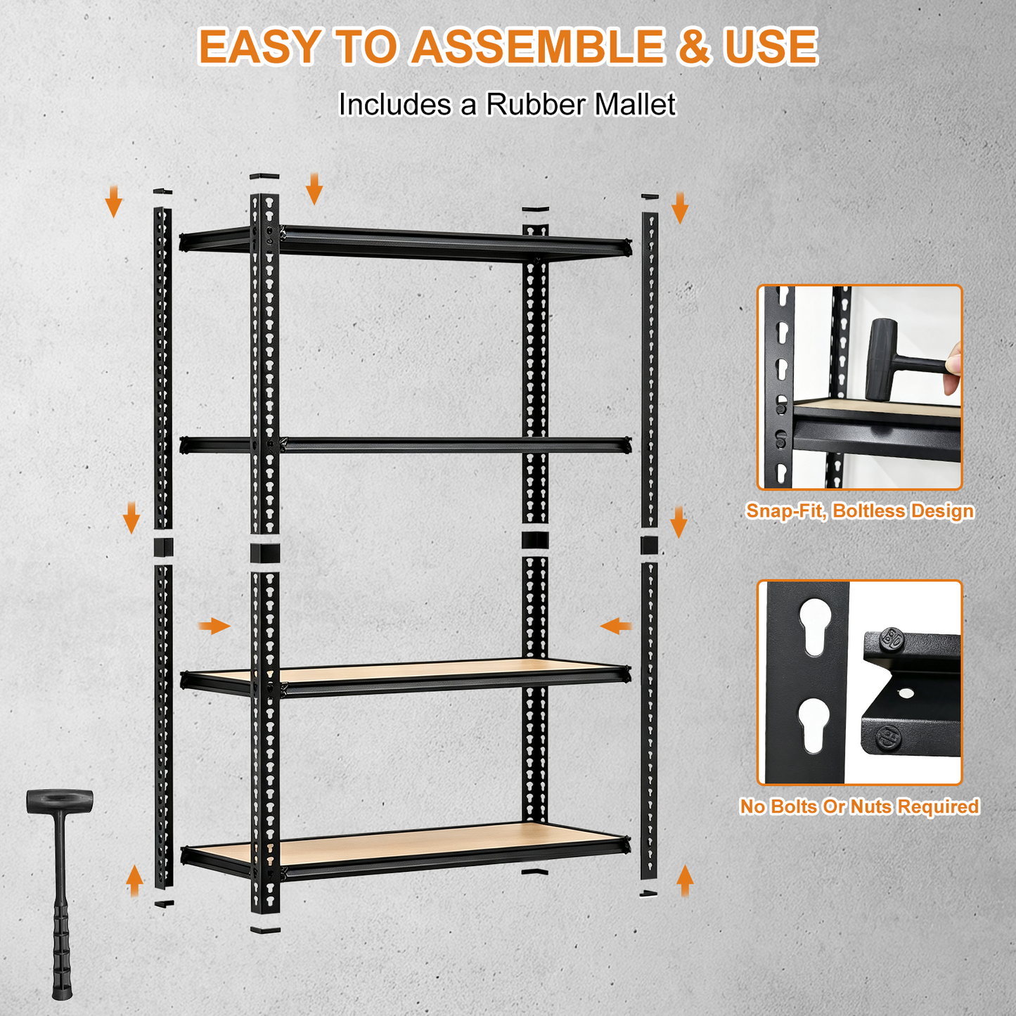 1920LBS Storage Shelves 4 Tier Garage Shelving Heavy Duty Adjustable Garage Shelves, Utility Rack Shelf, Shelving Units for Storage Warehouse Pantry Closet, 35.5" W x 11.9" D x 59.1" H, Black