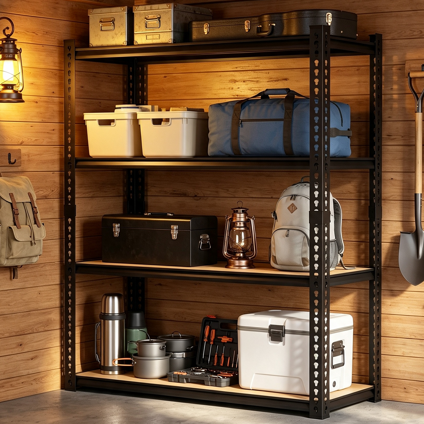 1920LBS Storage Shelves 4 Tier Garage Shelving Heavy Duty Adjustable Garage Shelves, Utility Rack Shelf, Shelving Units for Storage Warehouse Pantry Closet, 35.5" W x 11.9" D x 59.1" H, Black