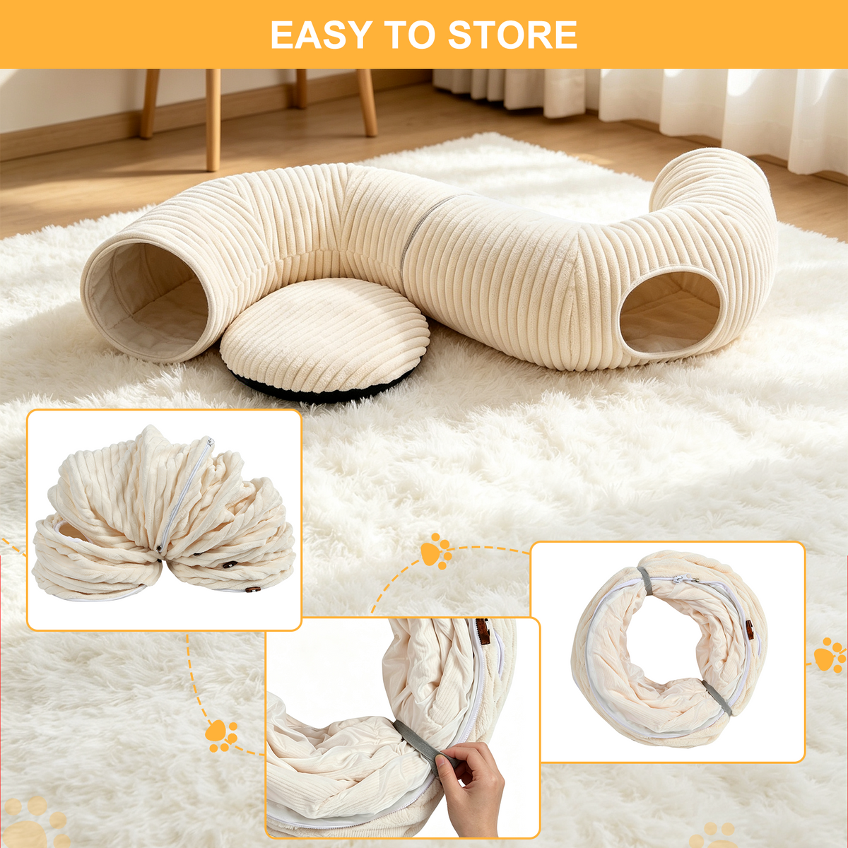 42 Pcs Cat Toys Kitten Toys, Interactive Cat Toy with Collapsible Cat Tunnel Bed, Interactive Kitty Toys Feather Teaser Spring Toy Set for Cat, Kitty