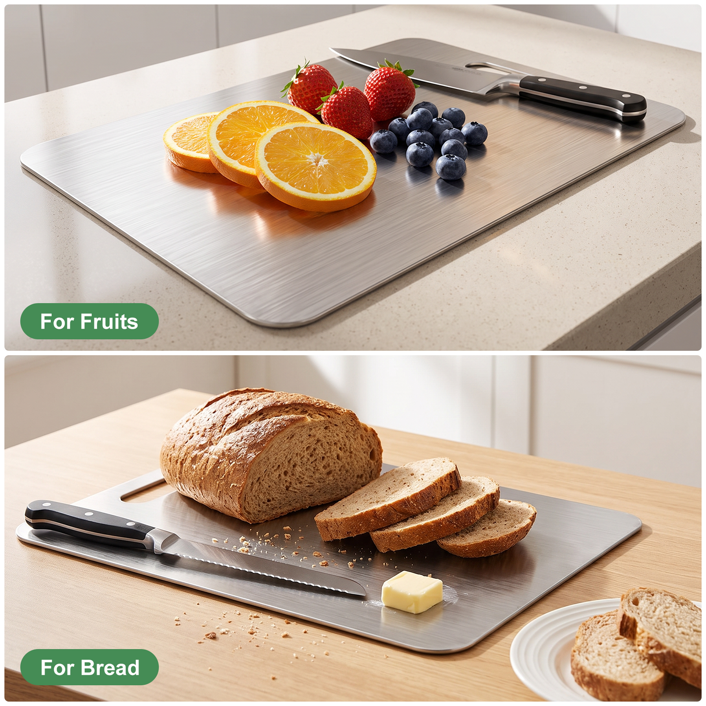 Wynra Stainless Steel Cutting Board, Large Cutting Board for Kitchen, Metal Food Prep Board for Meat, Vegetables and Fruit, 9.05" x 13.38"