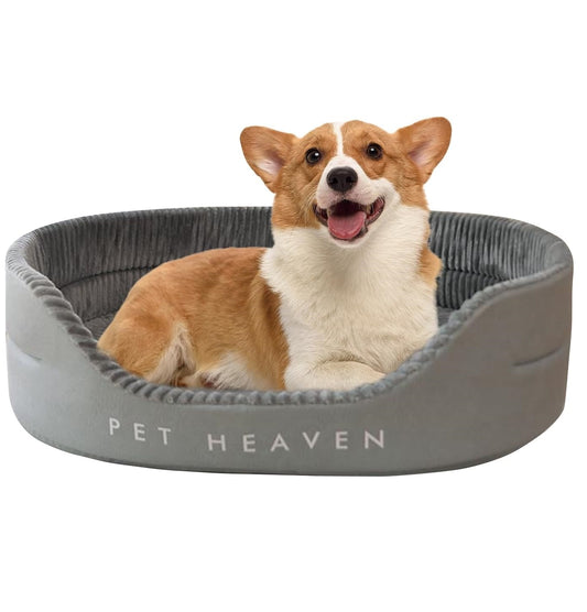 Dog Bed & Cat Bed - Soft Calming Fluffy Rectangle Pet Bed with Anti-Slip Bottom, Durable Bite-Resistant Machine Washable Pet Sofa Kennel for Cats, Puppies, and Medium Dogs - Gray, M