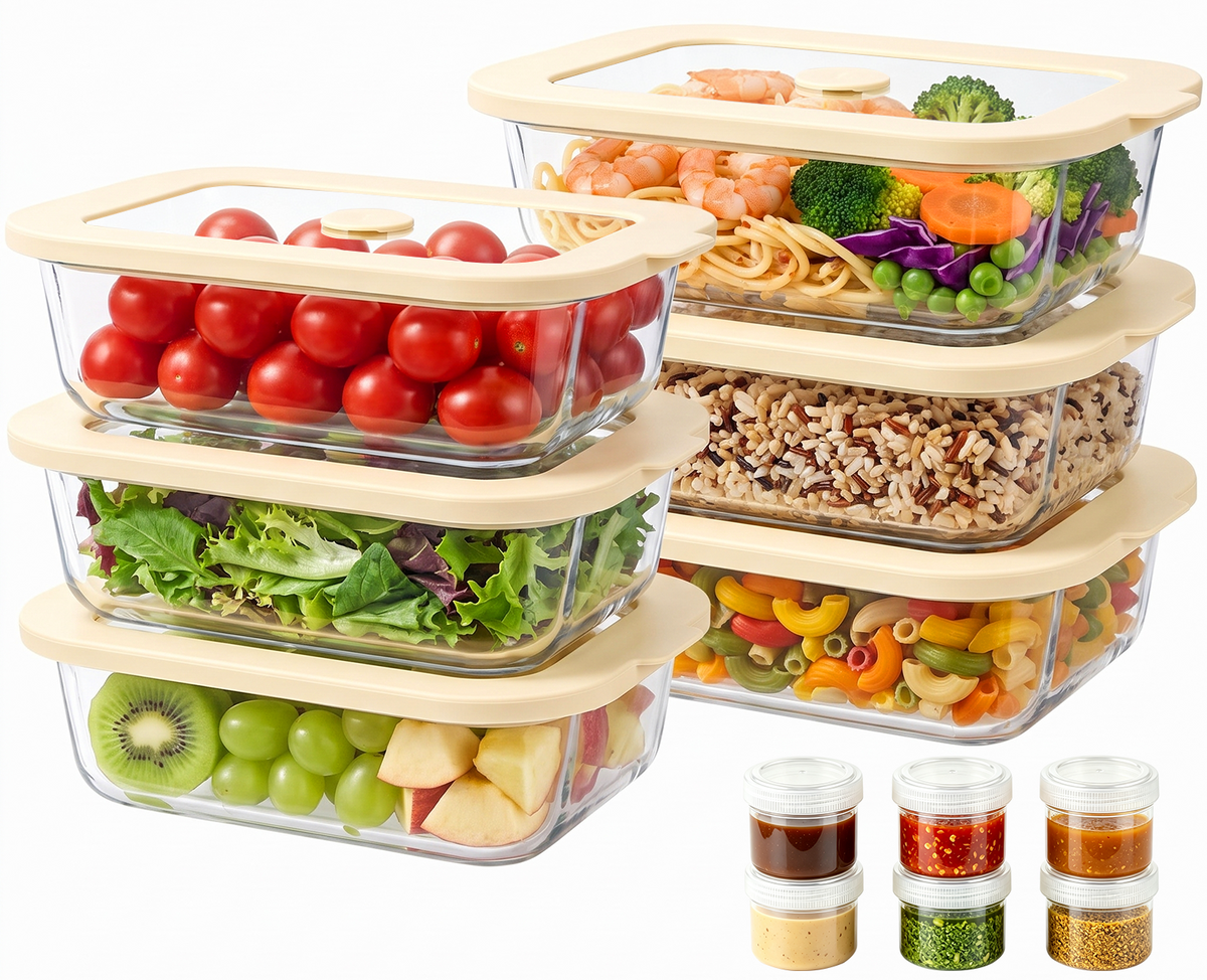 24 Pcs Glass Food Storage Containers with Tempered Glass Lids, Borosilicate Oven-Safe (-4°F~950°F), Airtight Meal Prep Containers (12 Containers & 12 Lids), LeakProof, BPA-Free, Dishwasher Safe