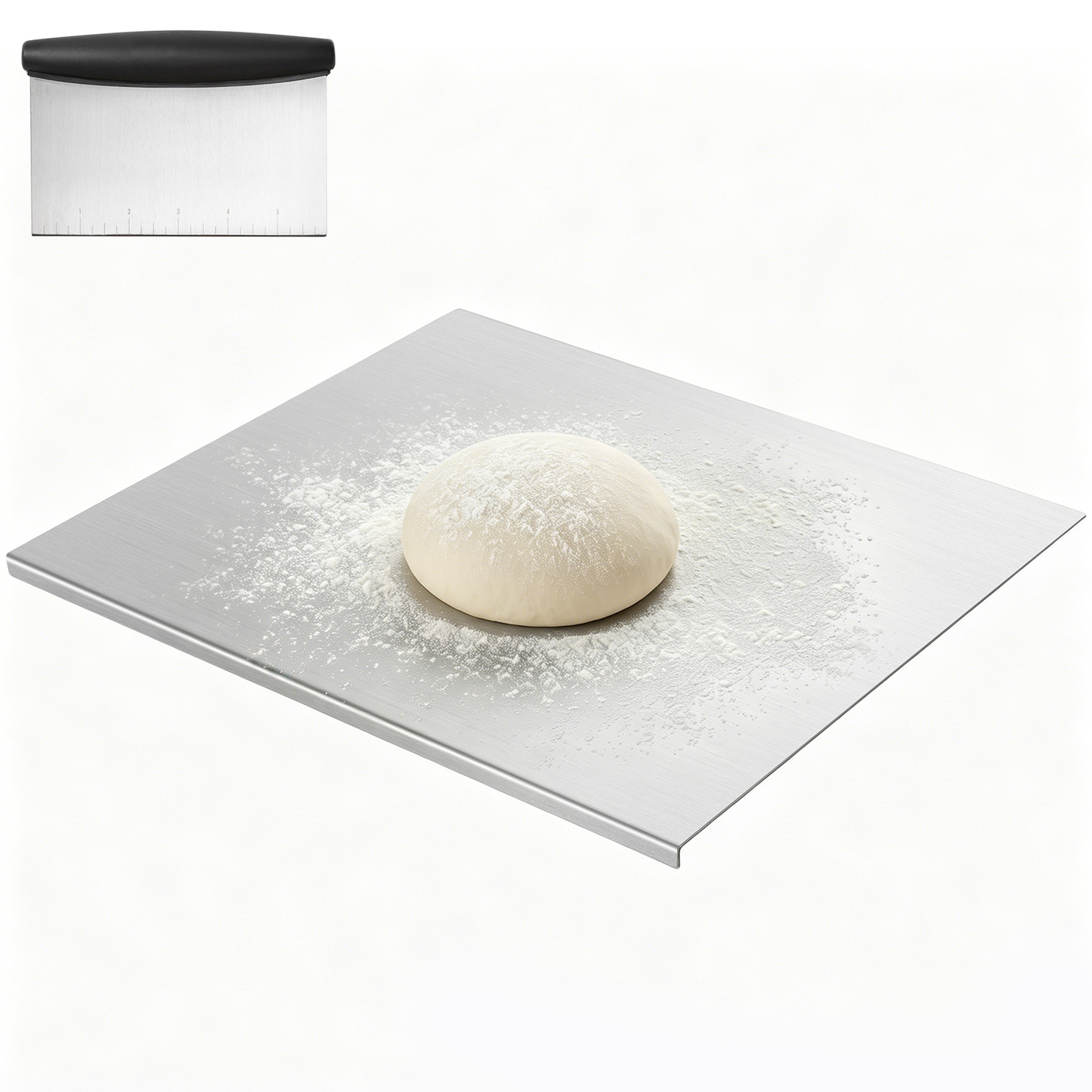 Cutting Boards for Kitchen, AOKIWO Large Stainless Steel Baking Boards with scraper, Suitable for Bread, Meat, Vegetables, (19.7 x 23.6 in)