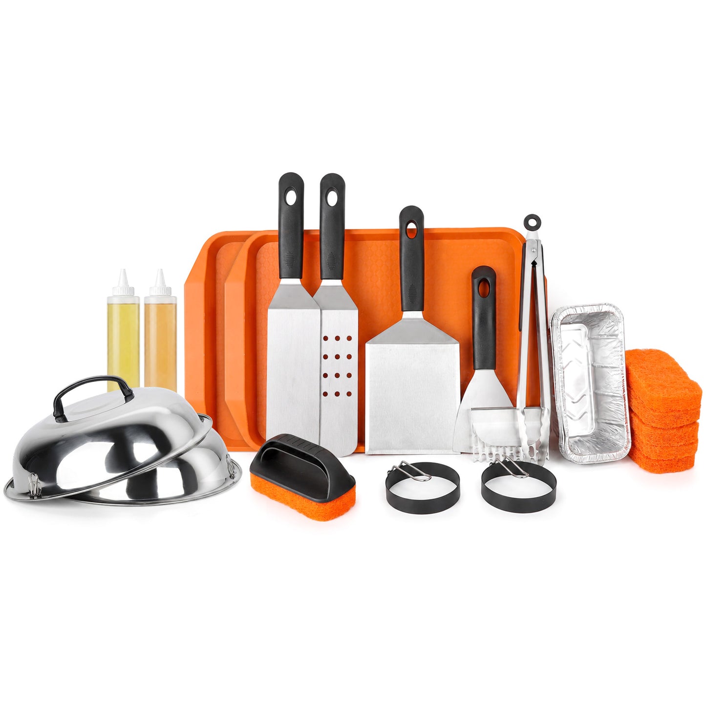Ultimate Griddle Kit, Mibote 27pcs Griddle Accessories Kit for Blackstone, Grill Spatula Set with Enlarged Spatulas, Basting Cover for Outdoor BBQ