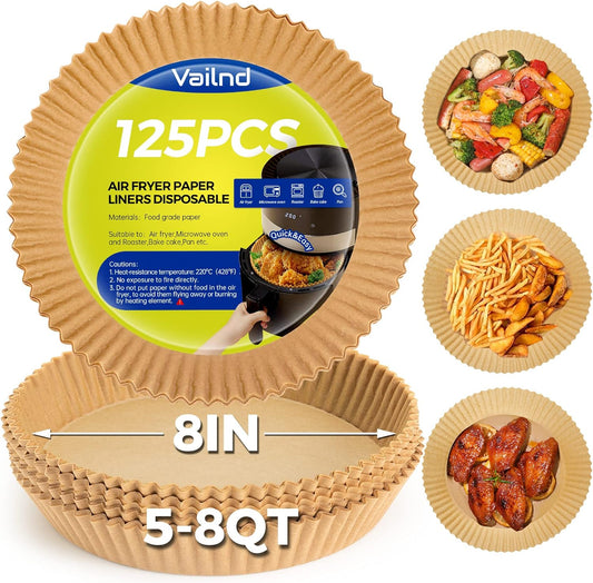 Air Fryer Paper Liners Square (8IN-Round)