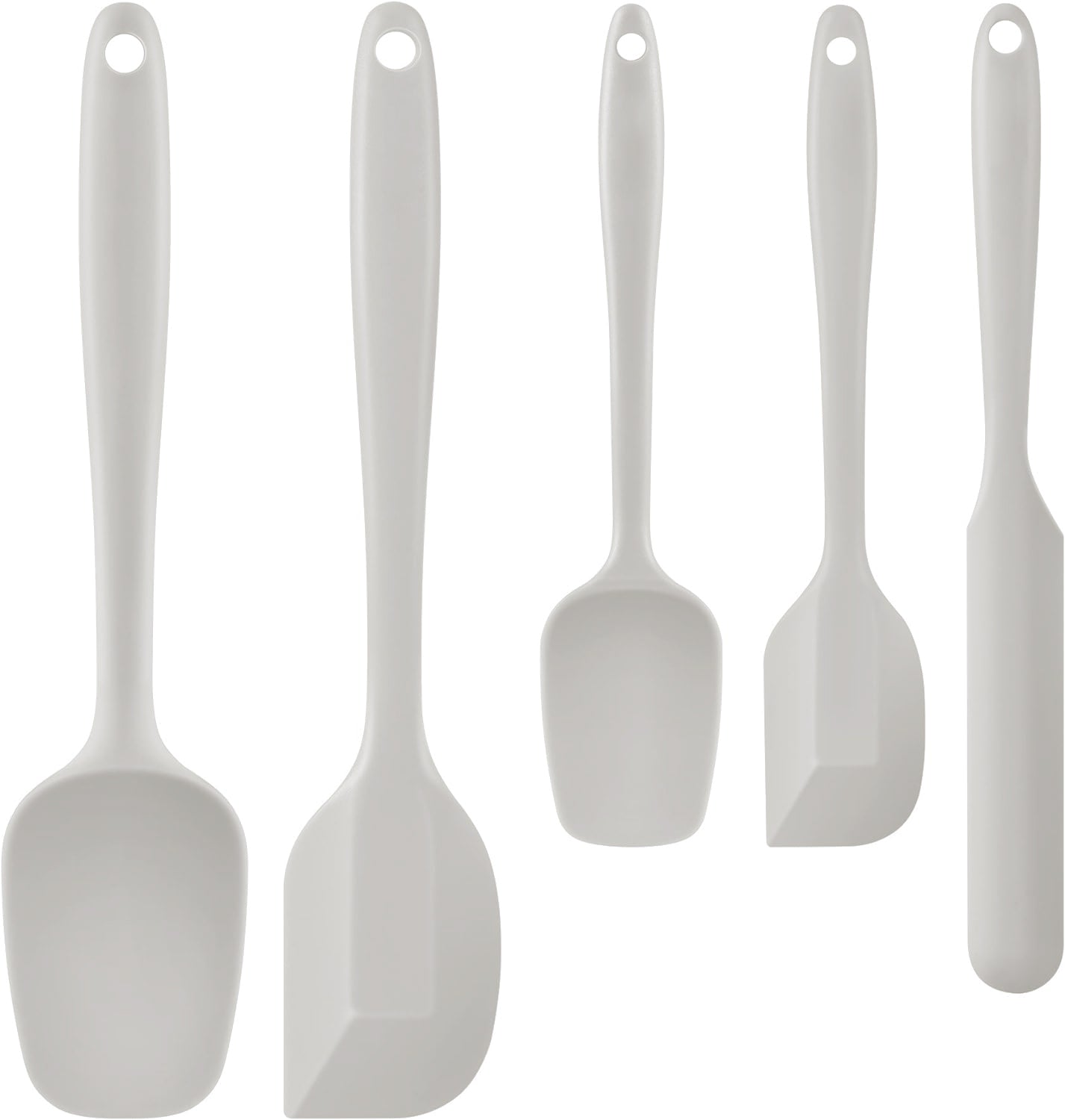 Food Grade Silicone Rubber Spatula Set for Baking, 5 Pcs Cooking, and Mixing High Heat Resistant Non Stick Dishwasher BPA-Free Khaki
