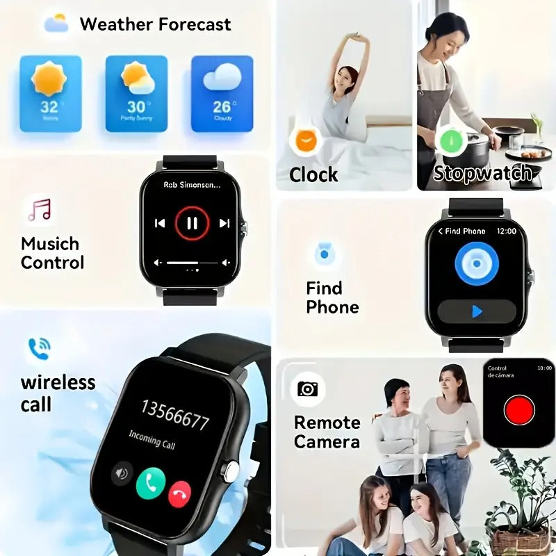 Smart Watch for Men Women, 1.83" Fitness Activity Tracker with 100+ Sports Modes, Smart Watch with Bluetooth Call(Answer/Make Calls), Smartwatch Fit for Android/iPhone