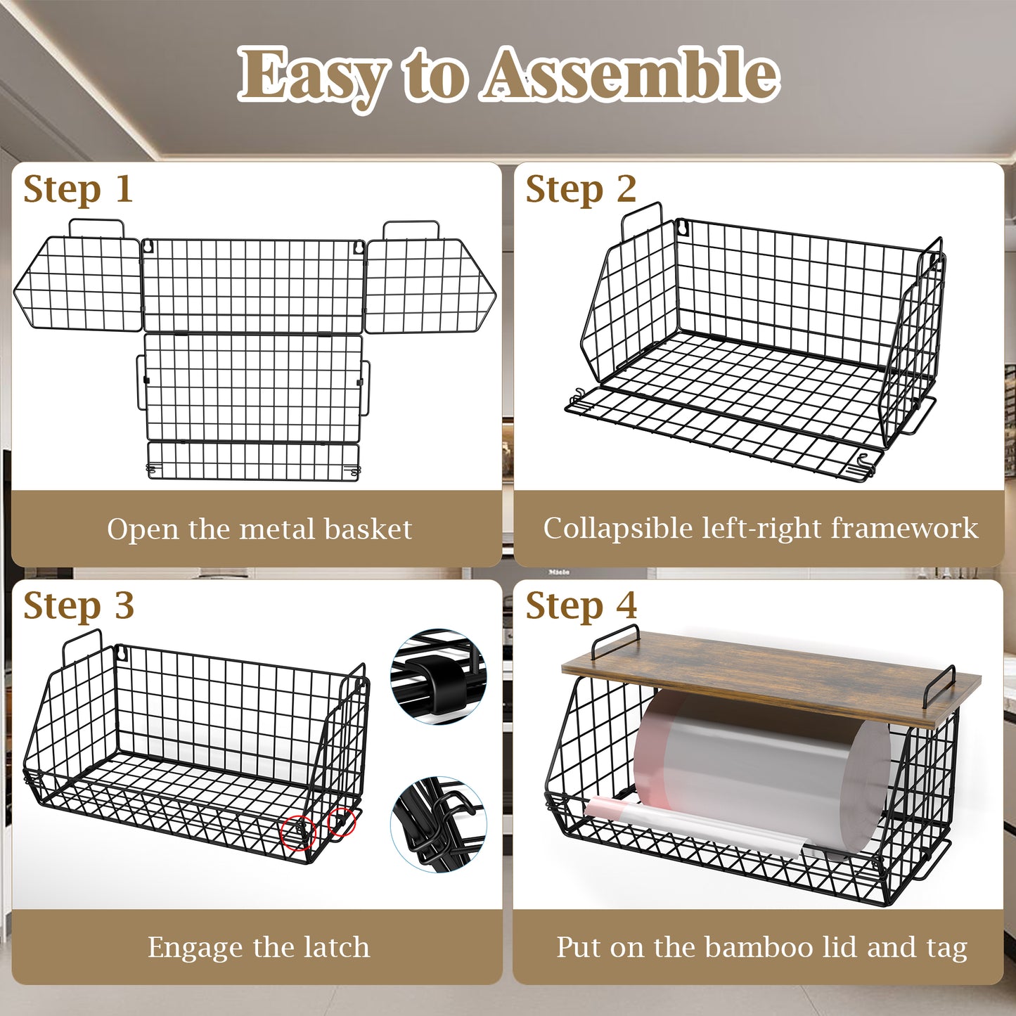 TAIMASI 2 Pcs Stackable Trash Bag Holder - Upgrade Larger, Standard Garbage Bag Dispenser for Small or Large Trashbag, Kitchen Pantry Under Sink Laundry Room Organizer Basket Storage Bin