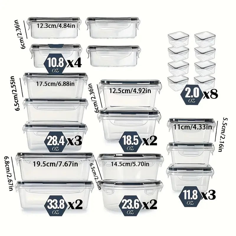 48 PCS Plastic Food Storage Containers with Lids (24 Containers & 24 Lids), Leakproof BPA-Free Containers for Kitchen Organization, Meal Prep, Reusable Lunch Container