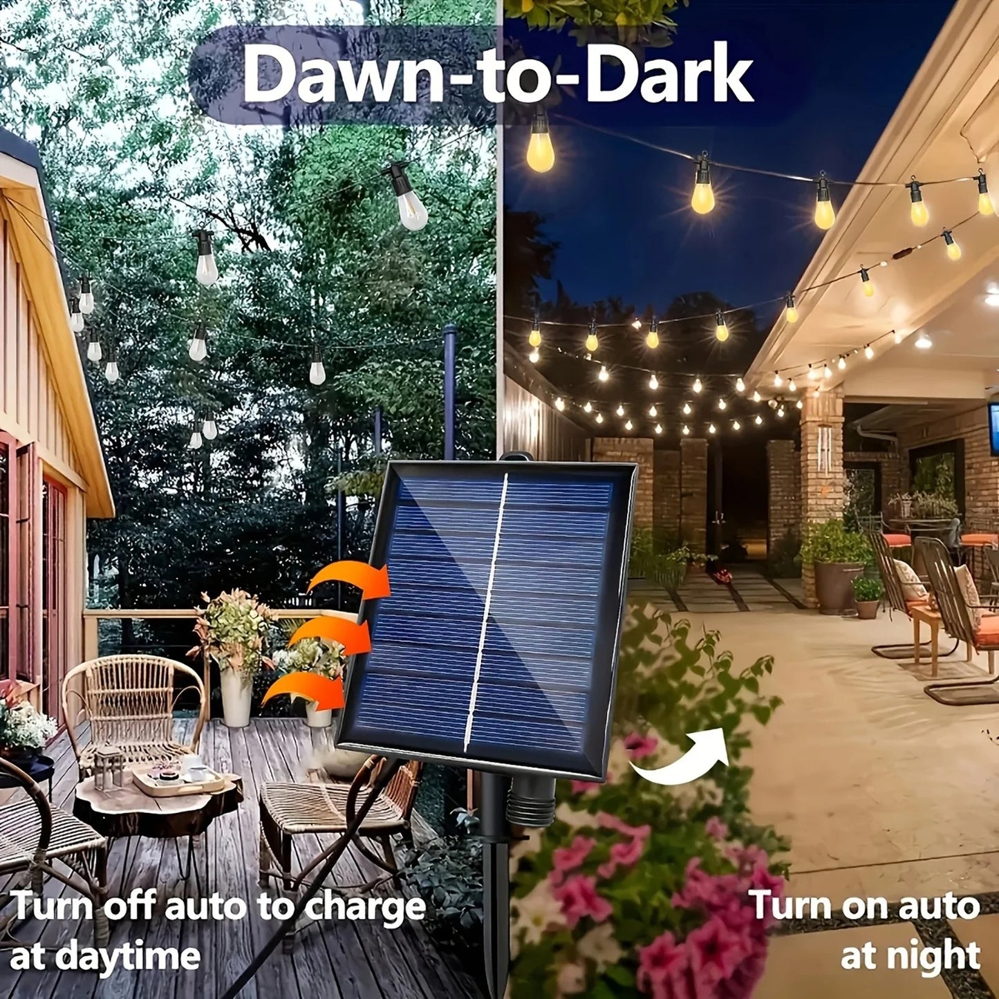48FT Solar Wire String Lights, Outdoor Lighting Fairy String Lights Suitable For Christmas, Wedding, Bar, Coffee Salon, And Store Displays